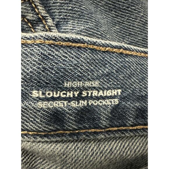 Old Navy Womens High Rise Slouchy Straight Raw Hem Distressed Jeans size 10 - Picture 3 of 14